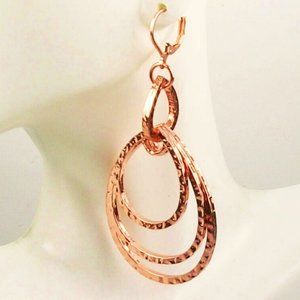 Wendy Williams Copper Earrings Hammered Teardrops Dangles NWOT Perfect Cond M422